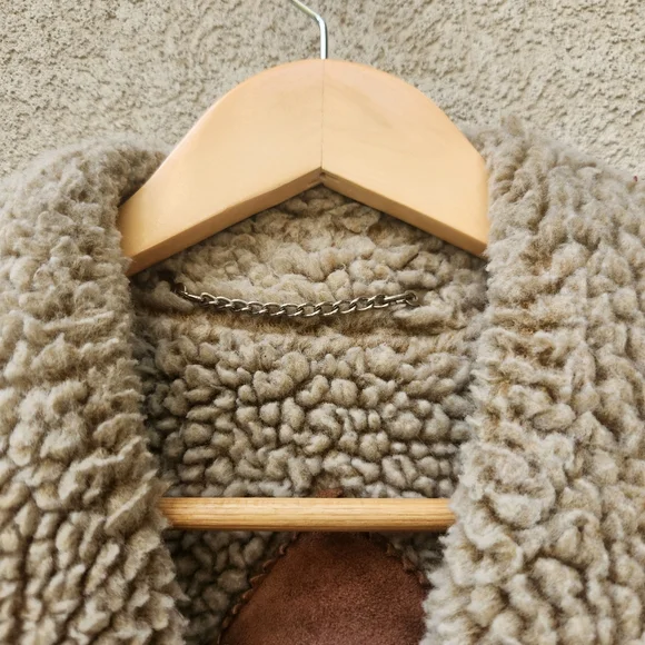 LAKELAND Men's Campus Coat Size 40 Penny Lane Leather Sherpa Lined Vintage 70s - Picture 9 of 14